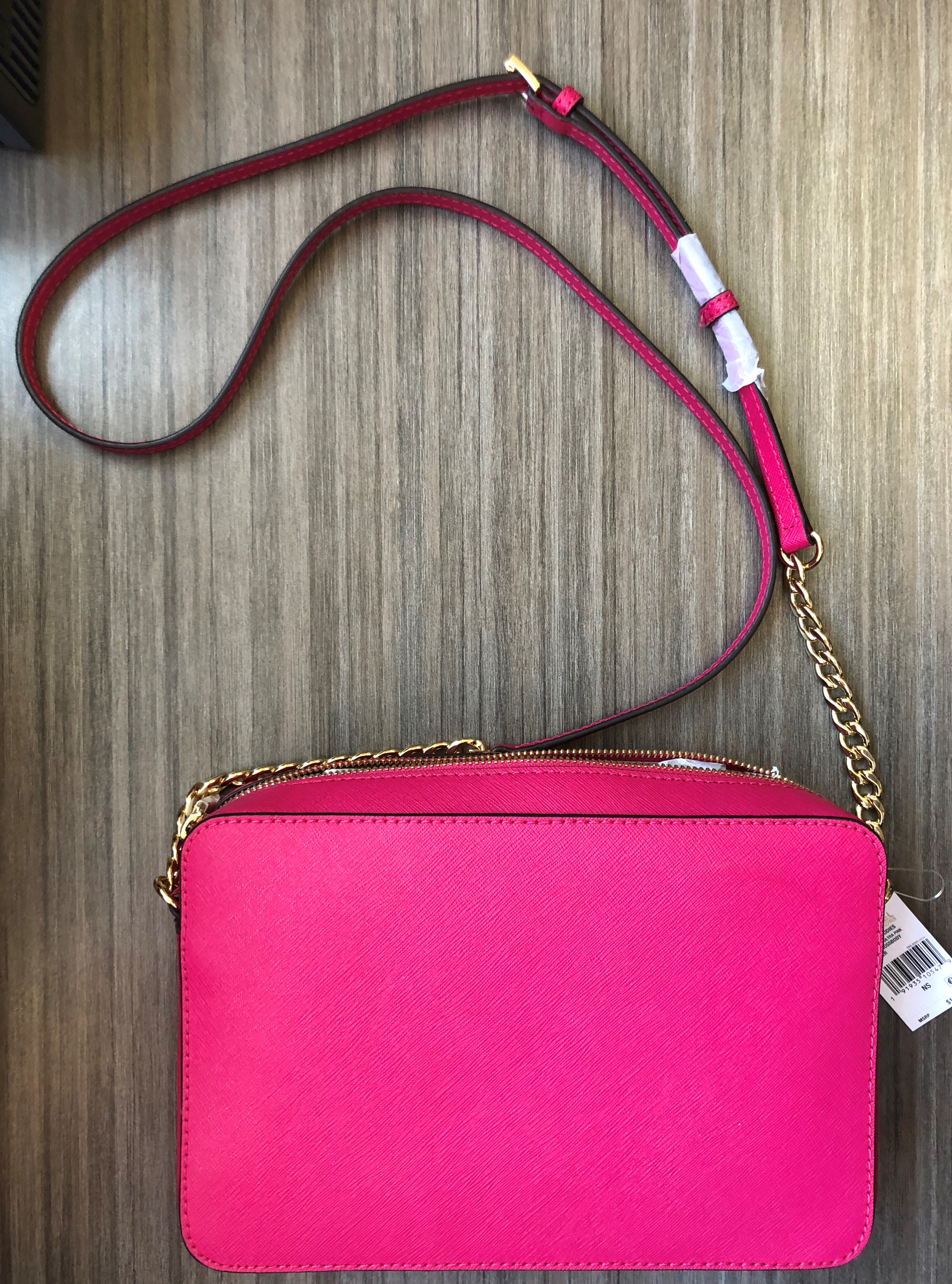 jet set large saffiano leather shoulder bag pink