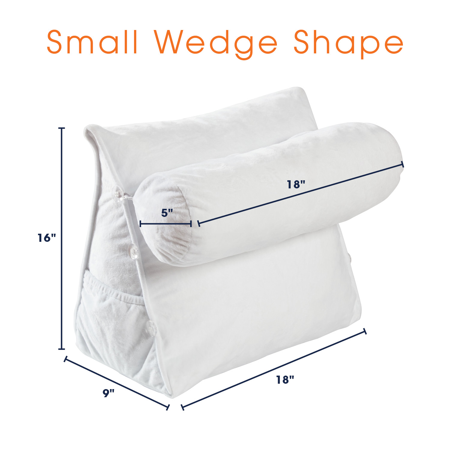 Wedge Shaped Backrest Pillow with Detachable Bolster for Watching TV